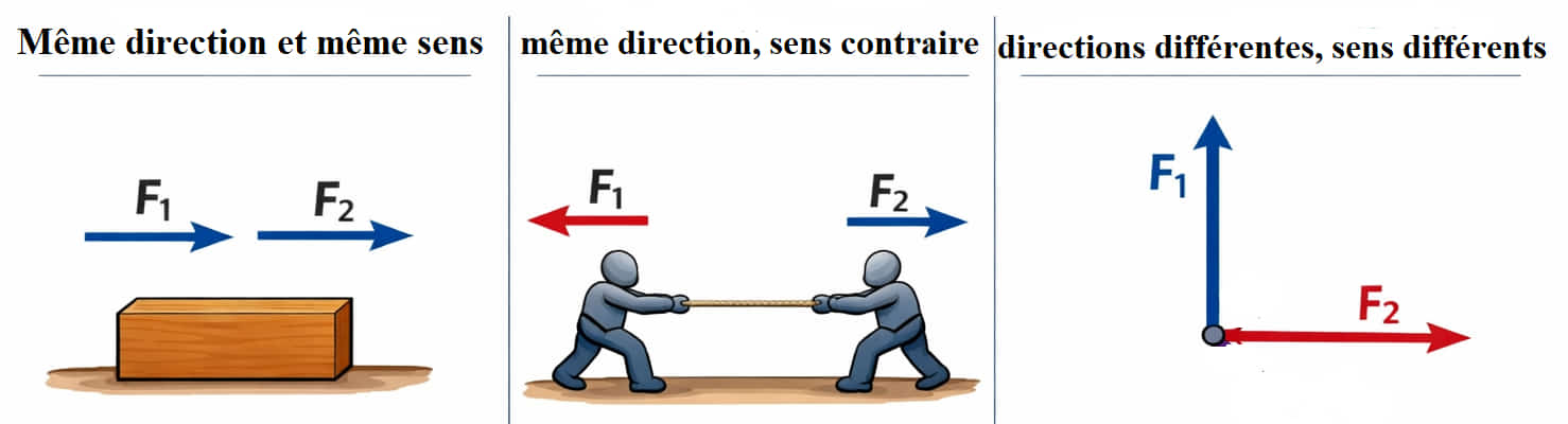 Les forces concourantes sens et directions